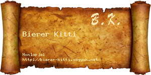 Bierer Kitti névjegykártya